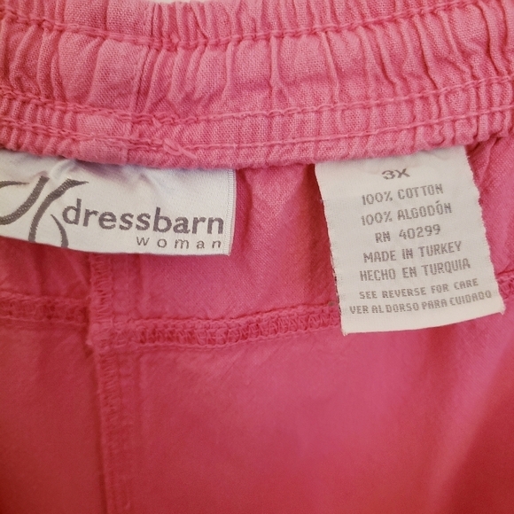 Dress Barn Woman Pink 100% Cotton Shorts with Elastic Waist Size 3X EUC - Picture 8 of 8